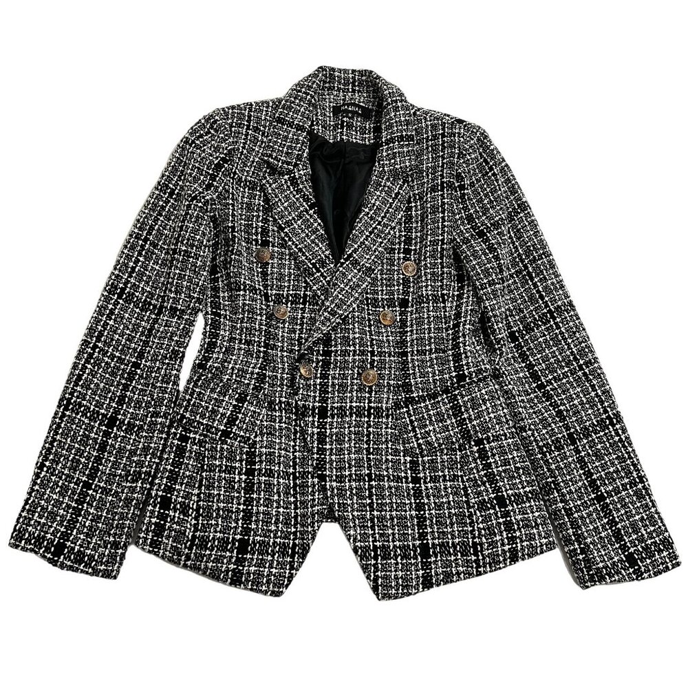 NAANAA Tweed Blazer in Black and White